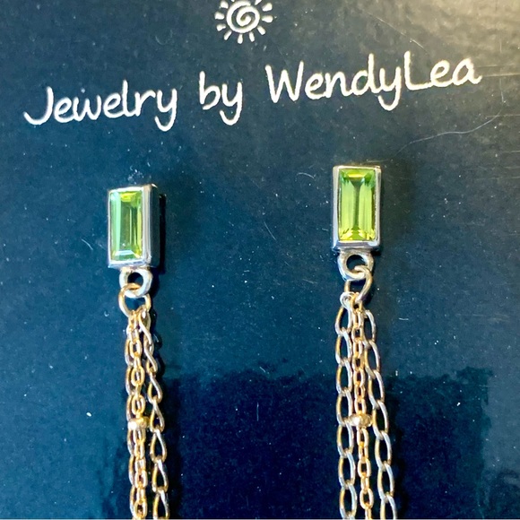 NWT Genuine Peridot & Sterling Silver Dangle Earrings - Picture 3 of 7